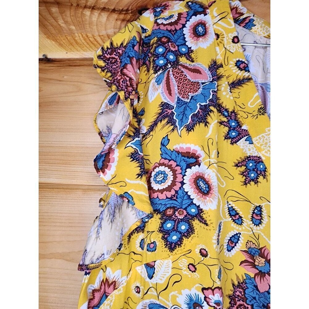 Rachel Roy Label 3X Blouse Cute Feminine Floral Yellow Cute Plus Size Top - Picture 5 of 16